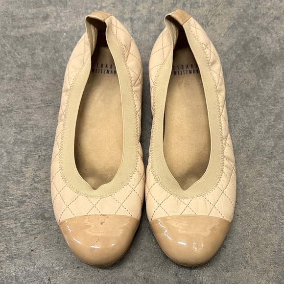 Stuart Weitzman Tan Quilted Flats - Picture 1 of 6